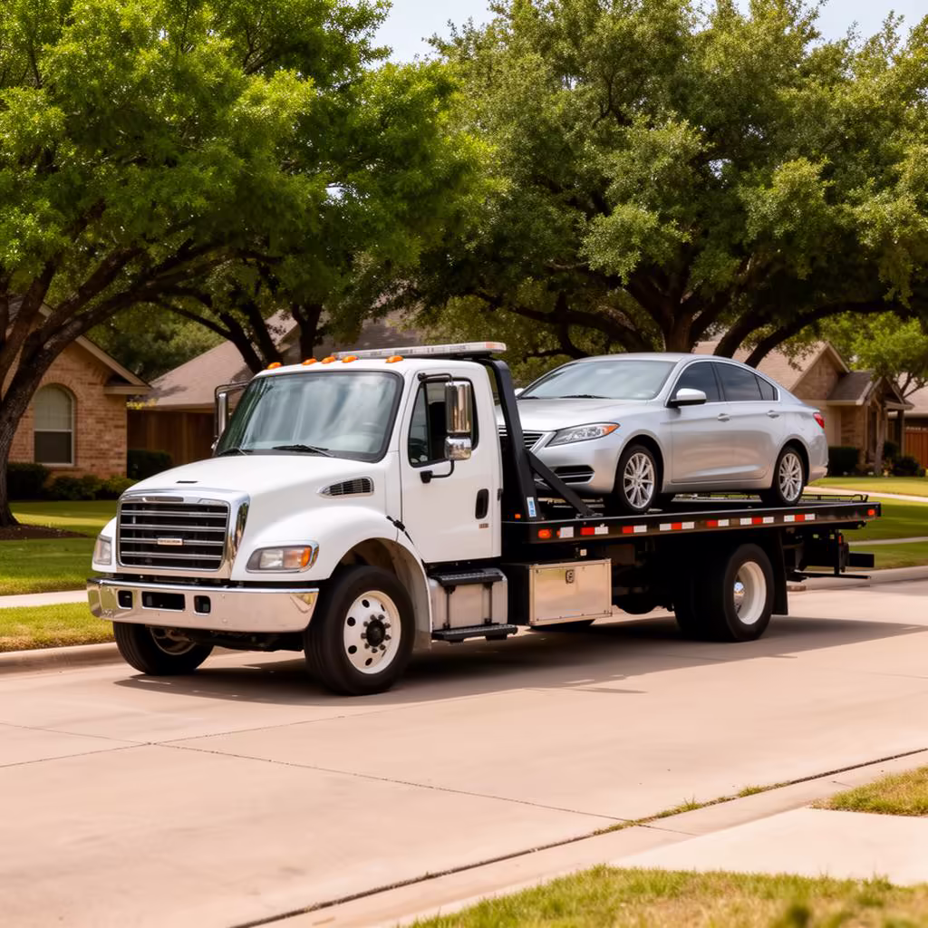Tow truck loading a vehicle in Lewisville TX